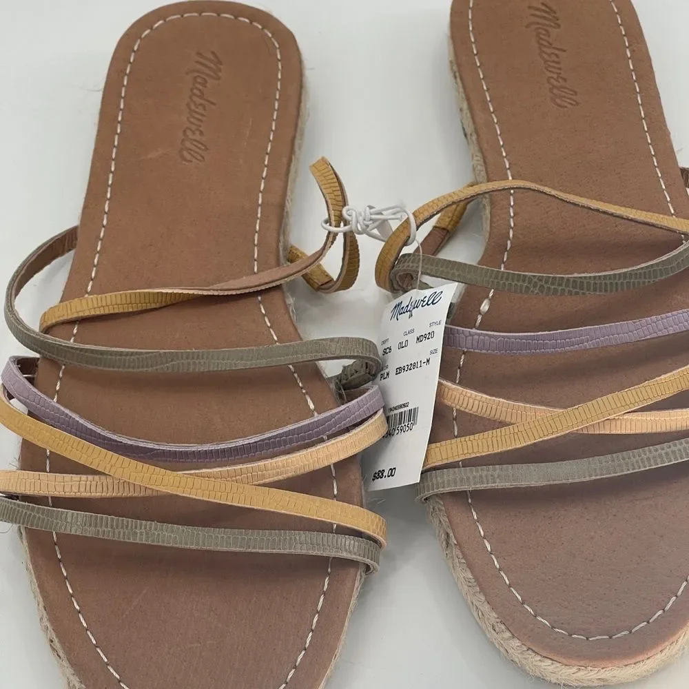 Madewell Sandal The Kathryn Espadrille‎ Slide in Leather Lilac Women Size 11 New
